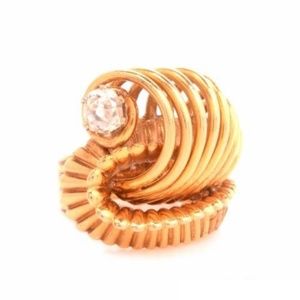 0.52ct Diamond 18K Gold Loop Buckle Ring 3 1/2